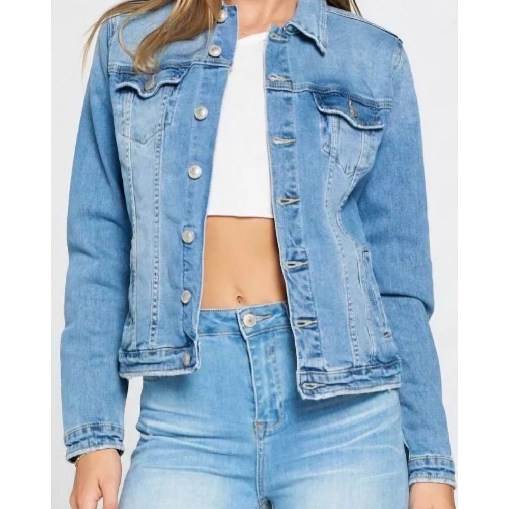 New L I&M Blue Light Wash Denim Jean Jacket 6 Pk Rare Stonewashed 2 Inner Pkts